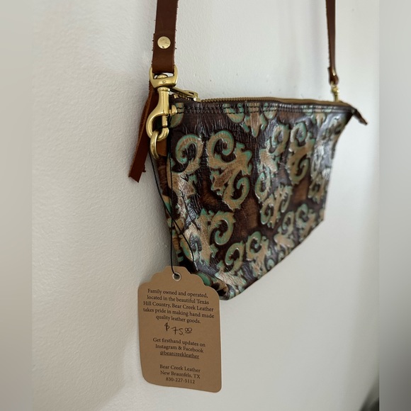 Small Leather Bag, King Kaleidoscope Turquoise Brown. - Picture 4 of 7